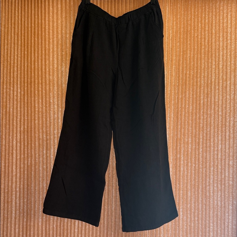Angie Black Wide Leg Linen Pants